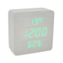 Електронний годинник VST-872S Wooden (White), з датчиком температури та вологості, будильник, живлення від кабелю USB, Green Light